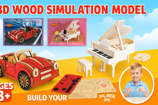 3D Wooden Puzzle Board Set - Sports Car & Piano Models for Kids ToyWinkle Toys