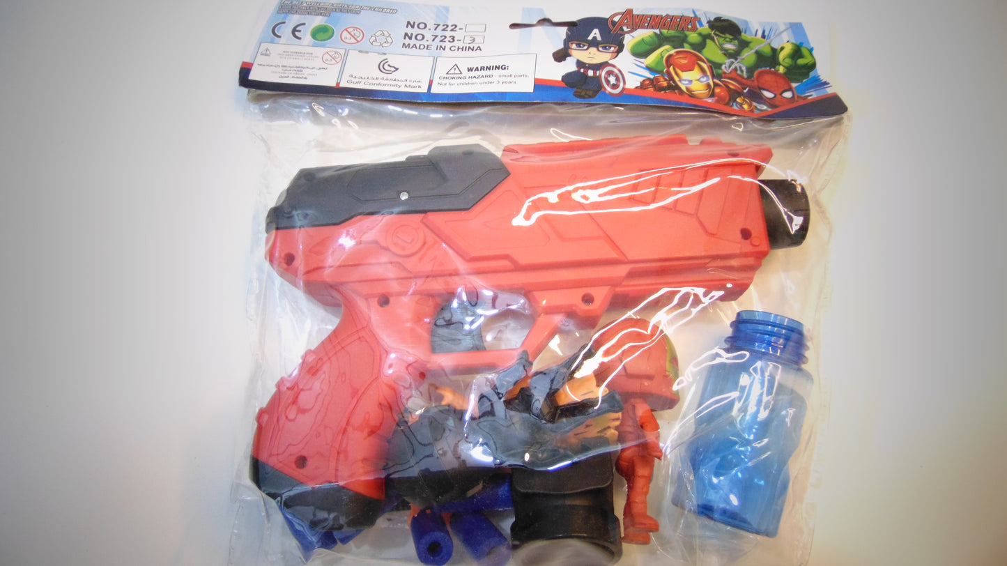 Red Spiderman Gun Set with 6 Soft Bullets, Water Absorbent Bullet Pack & 3 Action Figures