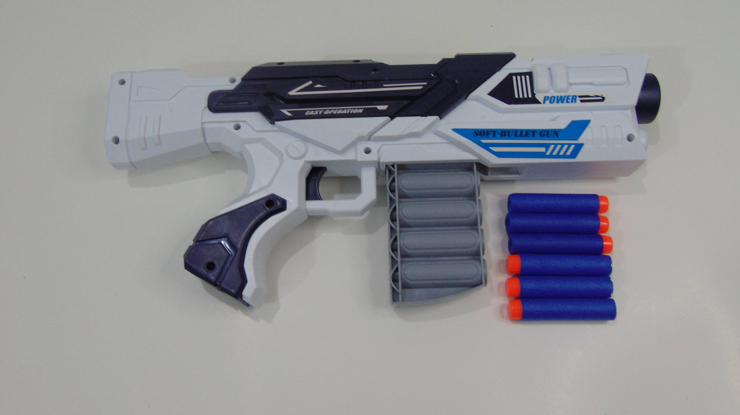 Big White Gun with 6 Soft Bullets - Toy Gun for Kids