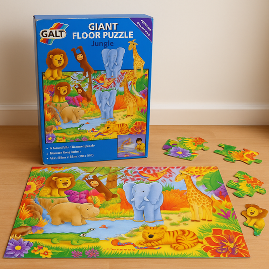 Giant Floor Jungle Puzzle - 29 Pieces with 1 Watery Type Piece, 3ft x 2ft ToyWinkle Toys