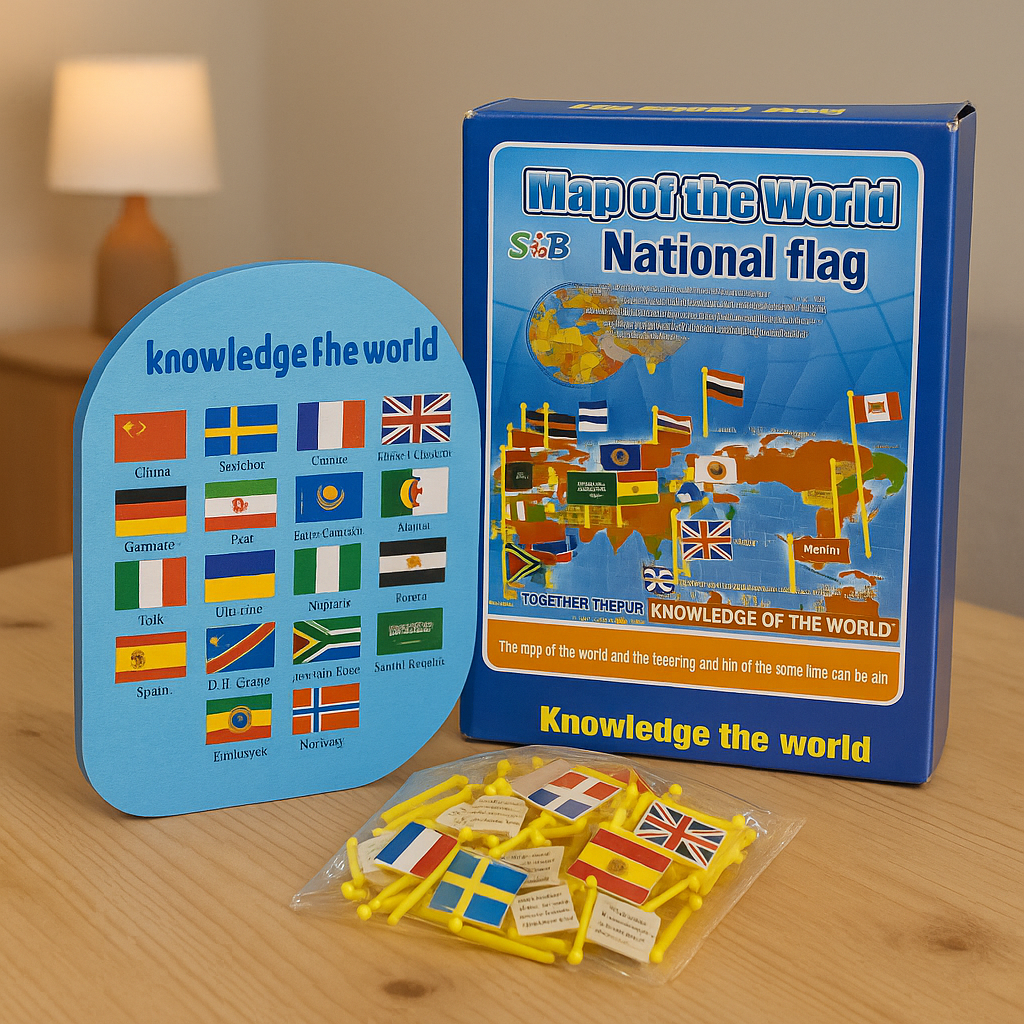 Wooden World Map with 36 Flags - Educational Toy for Boys & Girls ToyWinkle Toys