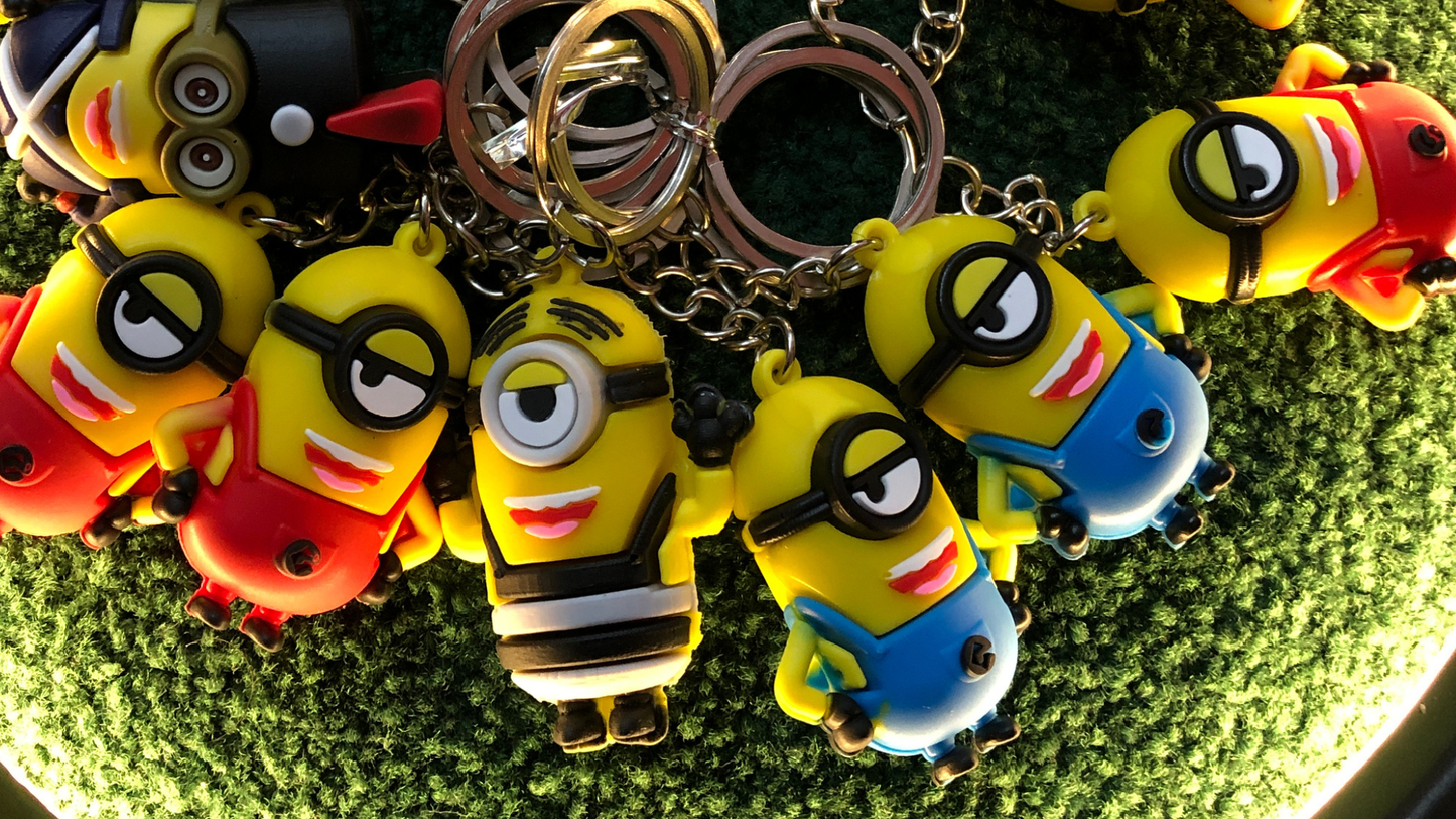 1 PC Minions Character Keychain - Looks great on Bags, Car Keys, Bike Keys