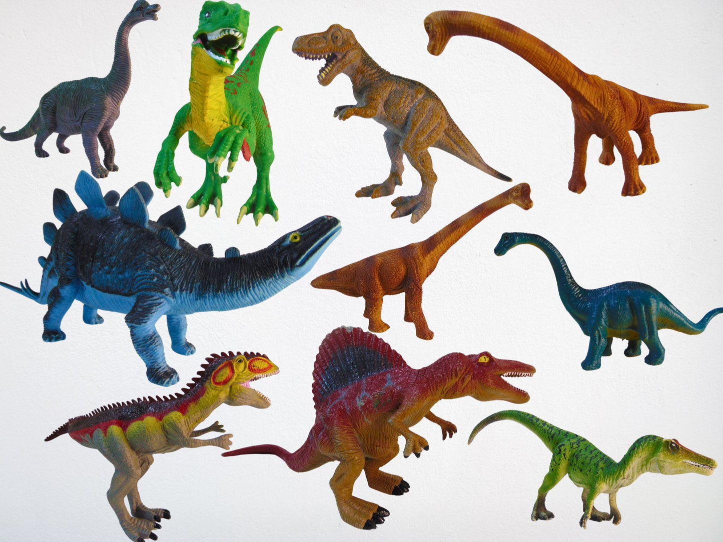 Set of 10 Large Dinosaur Figures - Realistic Textures & Vivid Colors