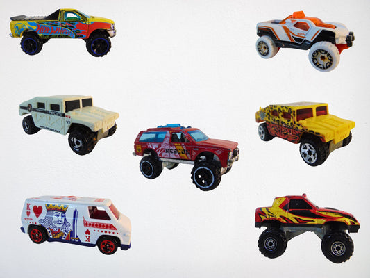 Pack of 7 Four-Wheeler Trucks - Hot Wheels Original Metal Cars