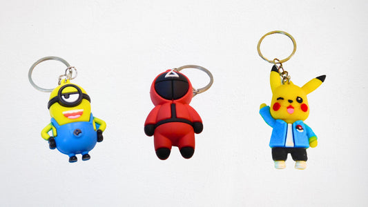 Keychain Set of 3 Iconic Keychains - Pikachu, Squid Game, Minion