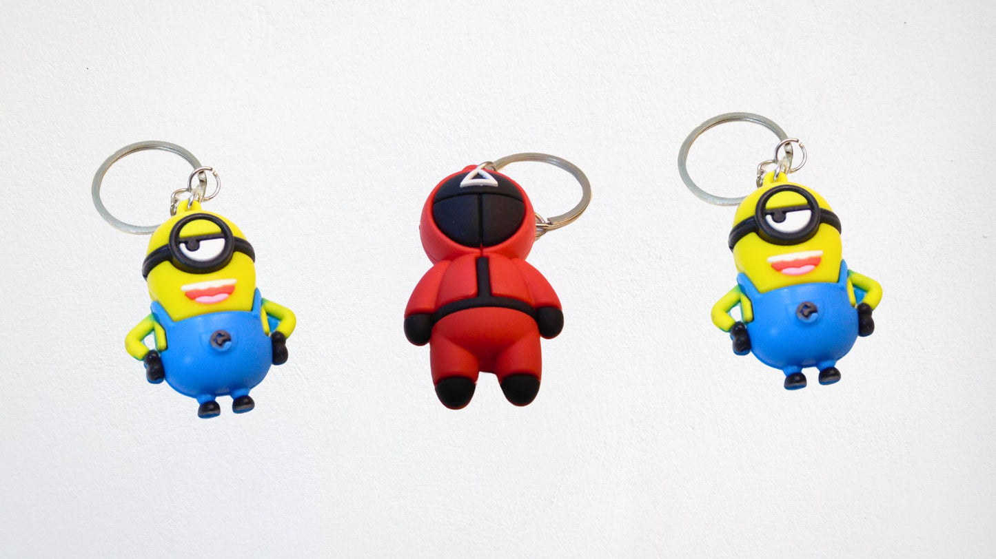 Keychain Trio - 2 Minions & Squid Game Character Design