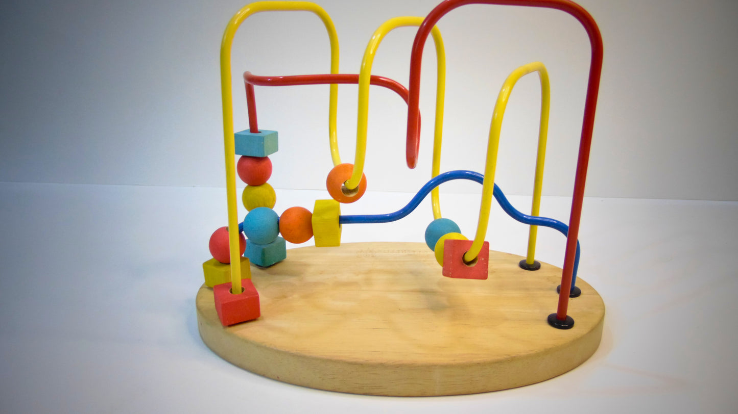 Oval Wooden Bead Roller Coaster Toy - Multicolor Beads & Decoration Piece