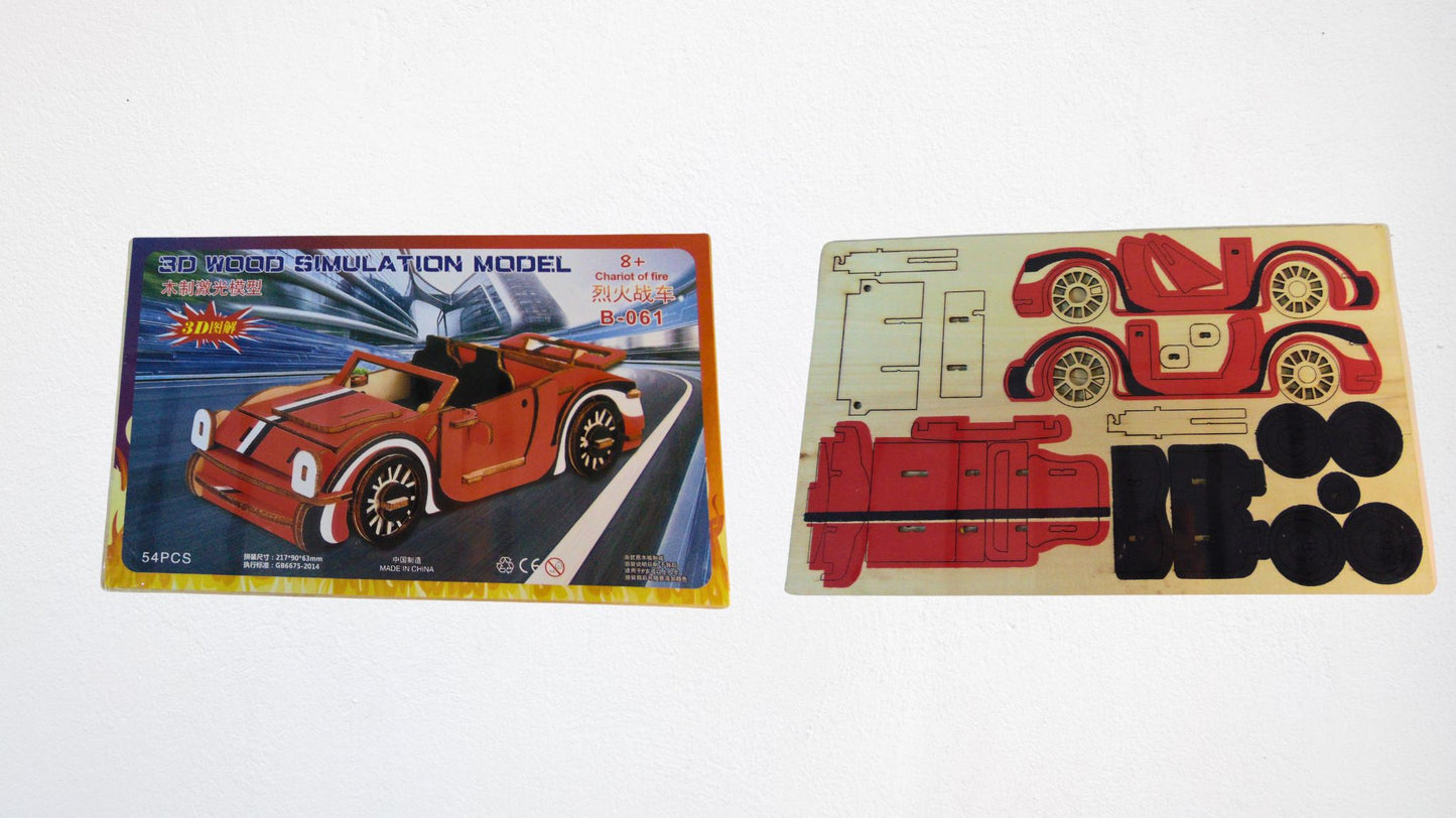 3D Wooden Puzzle Board Set - Sports Car & Piano Models for Kids