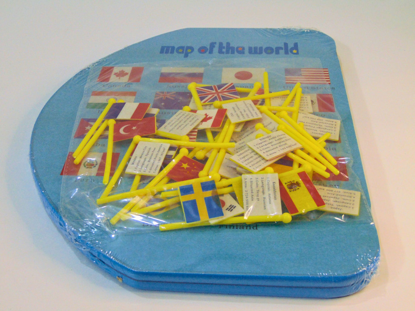 Wooden World Map with 36 Flags - Educational Toy for Boys & Girls