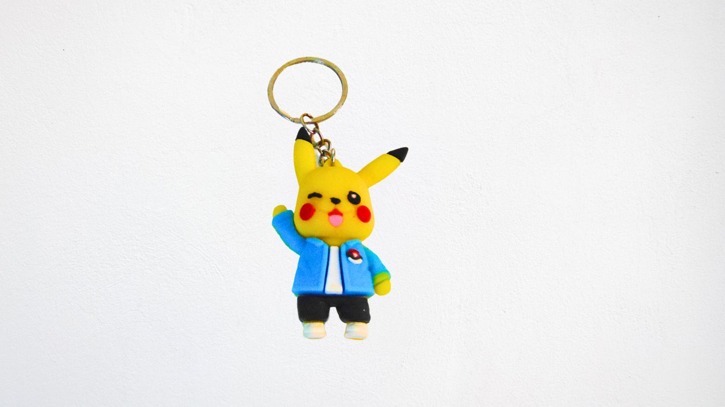 Pack of 4 Keychains - Pokemon Pikachu, Squid Game Character, Shoes, Minion