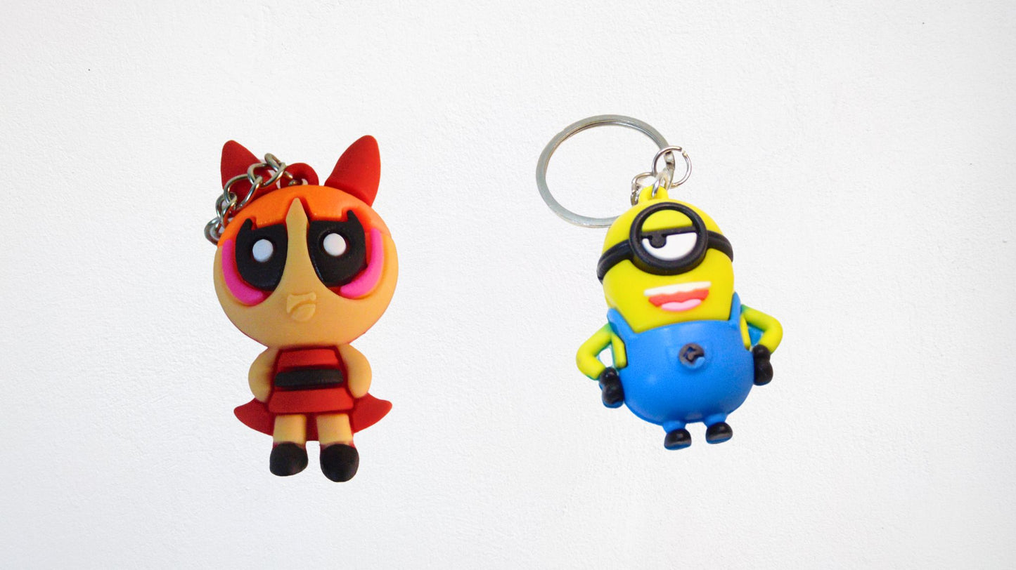 Set of 2 Keychains - Powerpuff Girl Character, Minion Character