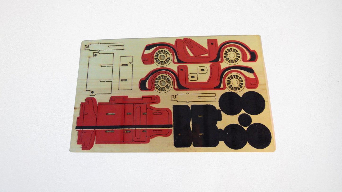 3D Wooden Puzzle Board Set - Sports Car & Piano Models for Kids