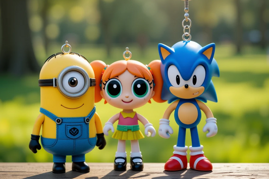 Pack of 3 Keychains – Powerpuff Girl, Minion & Sonic with Keyrings ToyWinkle Toys