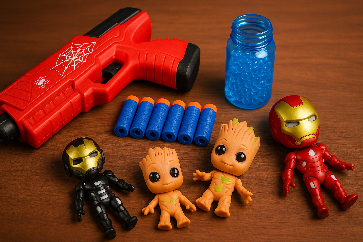 Superhero Toy Gun Set with Soft Foam Darts, Water Beads & 3 Mini Hero Figures – Kids Action Blaster ToyWinkle Toys