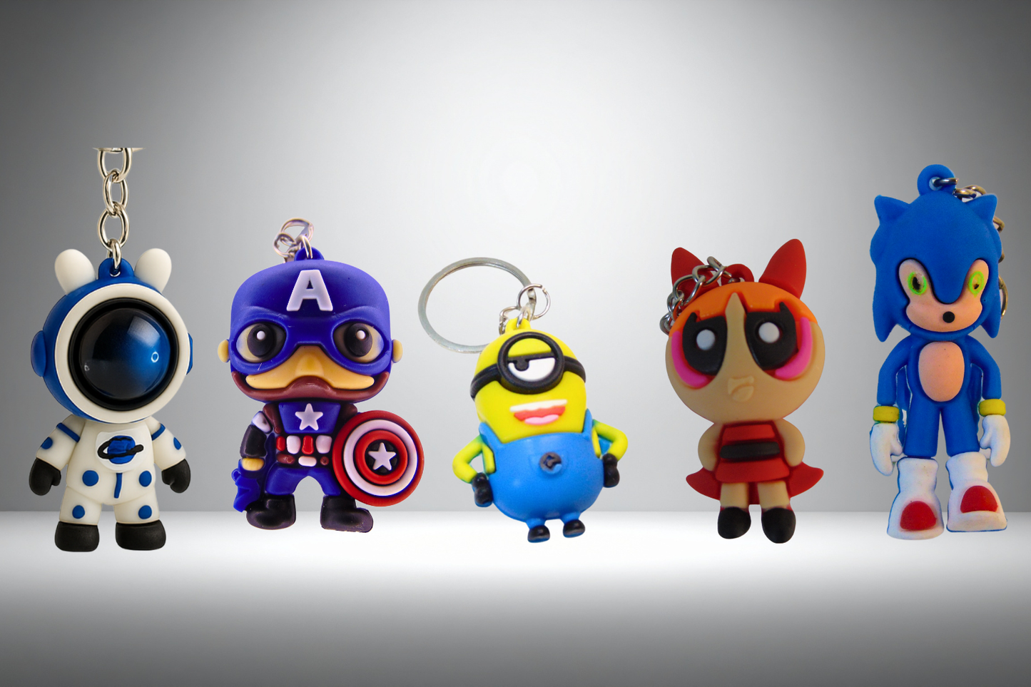 5-Pack Character Keychain Variety Set