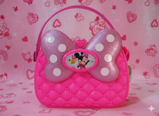 Pink Minnie Mouse Purse with glasses, ring & a purple bow hairclip ToyWinkle Toys