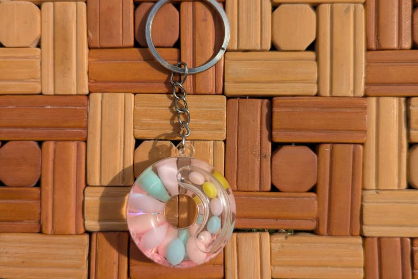 Cute Donut Shape Keychain | Colorful Resin Donut Key Ring for Keys, Bags & Backpacks | Gift for Kids & Girls