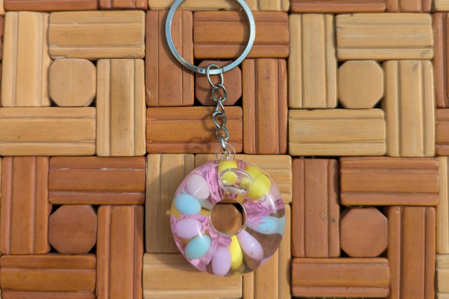 Cute Donut Shape Keychain | Colorful Resin Donut Key Ring for Keys, Bags & Backpacks | Gift for Kids & Girls